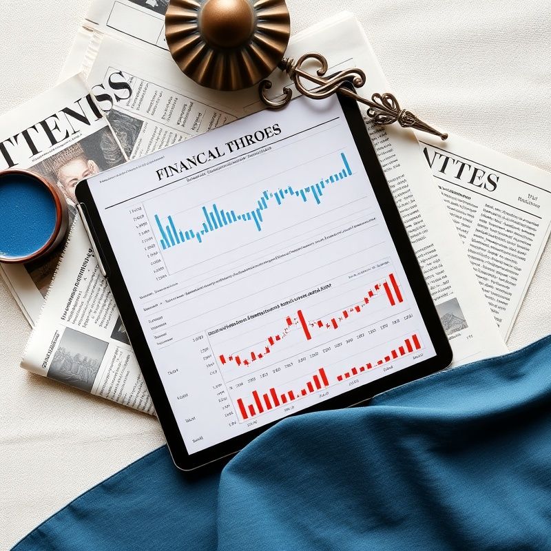 Editorial zátiší finančních novin a tabletu s grafy